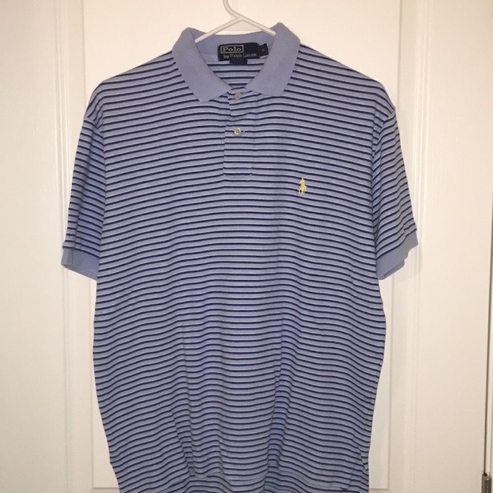 Carolina stripe yellow pony Ralph Lauren shirt S
